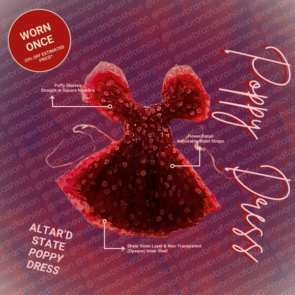 Altar'd State Dresses & Skirts - Altar’d State | Poppy Flower Mini Dress, Burgundy/Red, Size: XS